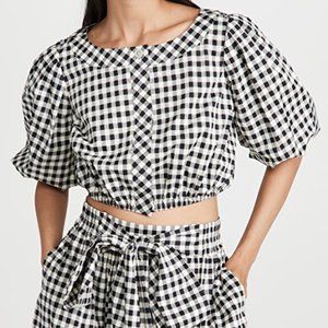 Tory Burch Gingham Cropped Shirt  - NWT - size S